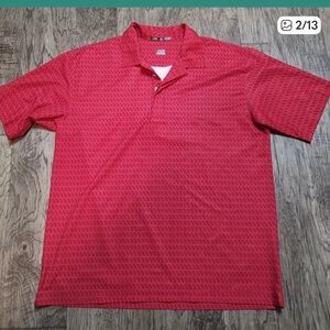 Nike Golf Tiger Woods golf polo dri fit red print Men's Size XL